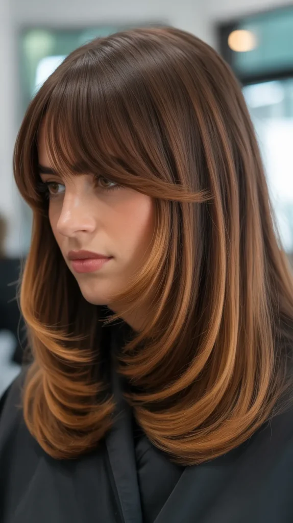 Long Bob with Curtain Bangs and Ombre Color