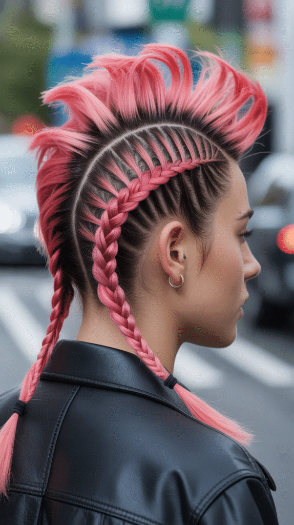 30 Winter Hair Braids Inspired by Aespa 13 Dutch Braid Mohawk Style