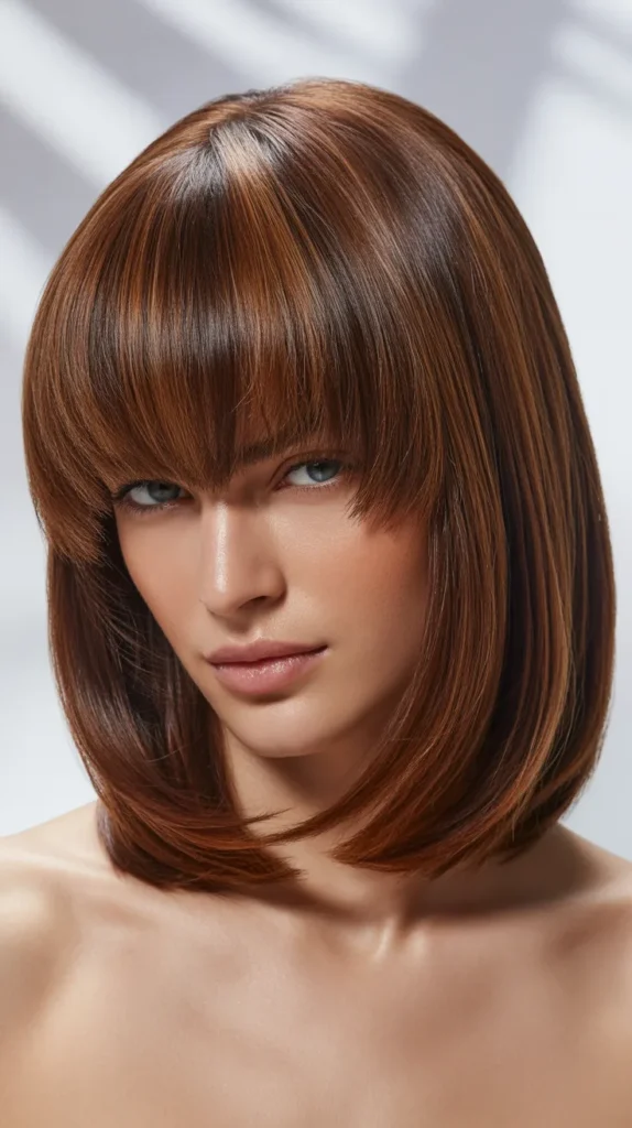 Stylish Long Bob with Bangs Hairstyles