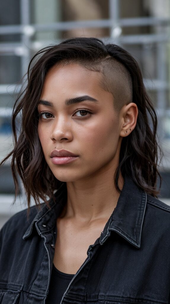 33 Flattering Low Cut Styles for Black Women with Round Faces 22 Shaved Sides with Longer Top