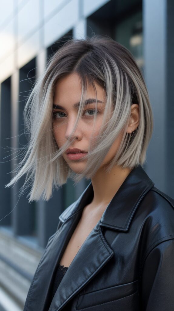 33 Chic Balayage Angled Bob Hairstyles 2 Dramatic High-Contrast Balayage Bob
