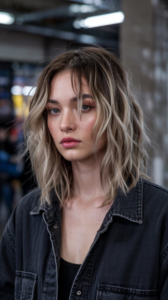 Choppy Long Bob with Piecey Curtain Bangs