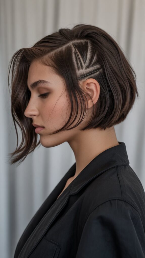 Long Bob with Curtain Bangs and Hidden Undercut