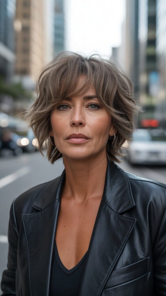 Best 30+ Very Layered Medium Hairstyles for Women Over 50 16 Choppy Layers with Bangs