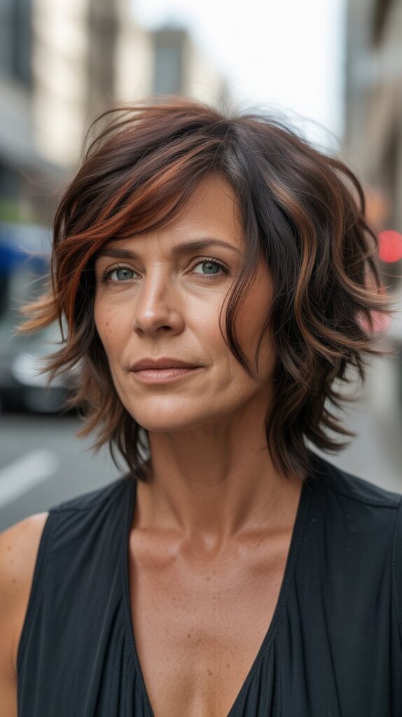 Top 30+ Medium Length Hairstyles for Thin Fine Hair Over 50 27 Choppy Medium Cut with Multiple Lengths