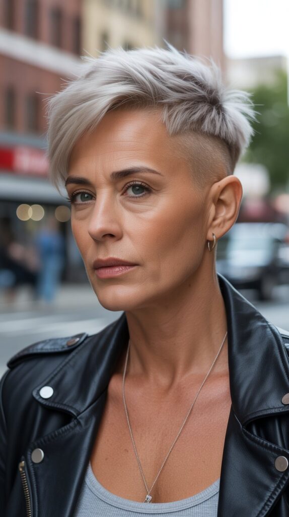 Top 32+ Short Hairstyles for Round Face Thin Hair Over 50 27 Disconnected Pixie with Longer Top
