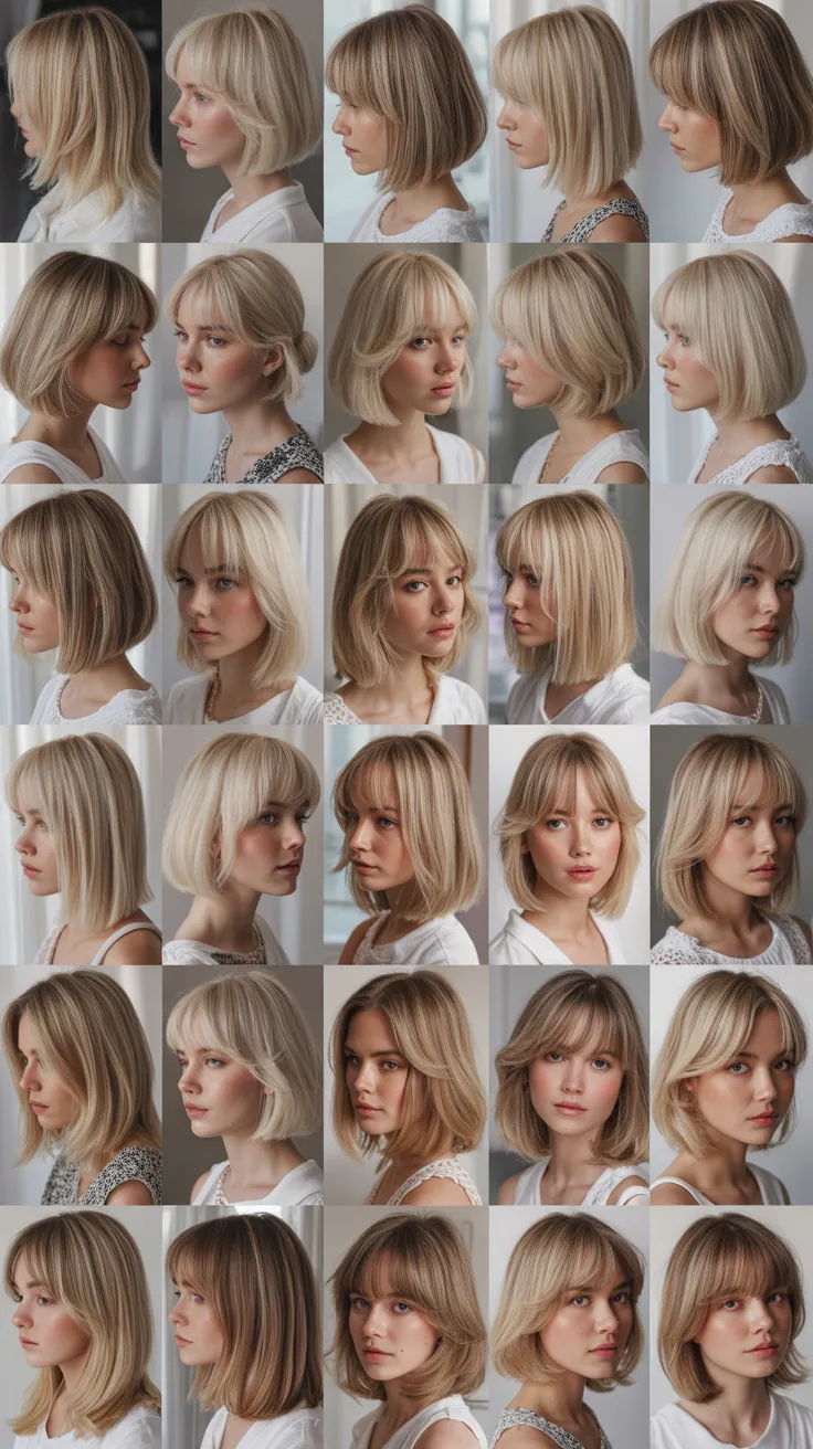 30 Gorgeous Long Bob with Curtain Bangs Blonde Style