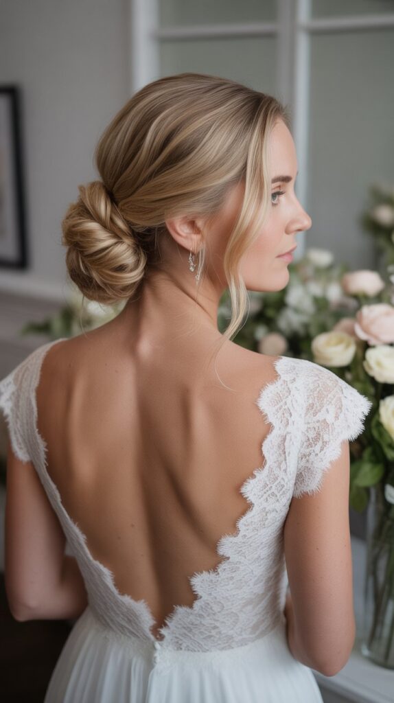 30+ Half-Up, Half-Down Wedding Hairstyles That Will Take Your Wedding Look to the Next Level 1 Classic Half-Up Twisted Bun