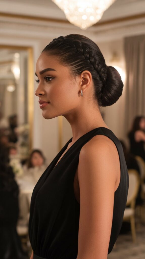 30+ Romantic Bridesmaid Updo Hairstyles with Braid 4 French Braid Chignon