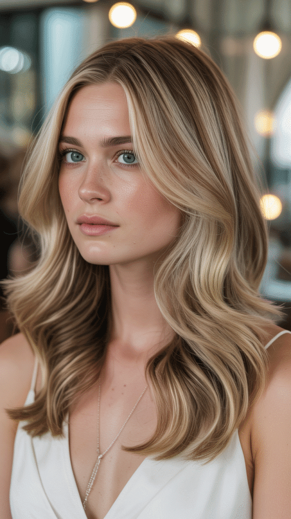 Champagne Blonde Highlights with Mocha Lowlights