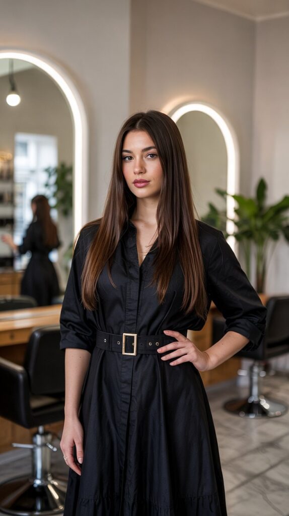 Black Midi Dress with Black Belt
