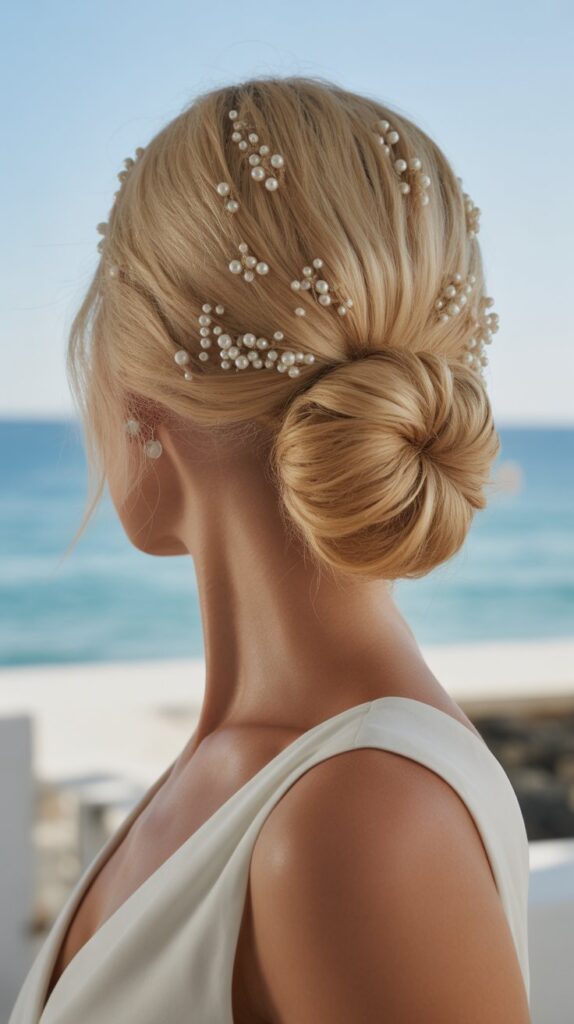 30+ Stunning Beach Wedding Hairstyles That Will Make Waves 9 Twisted Low Chignon
