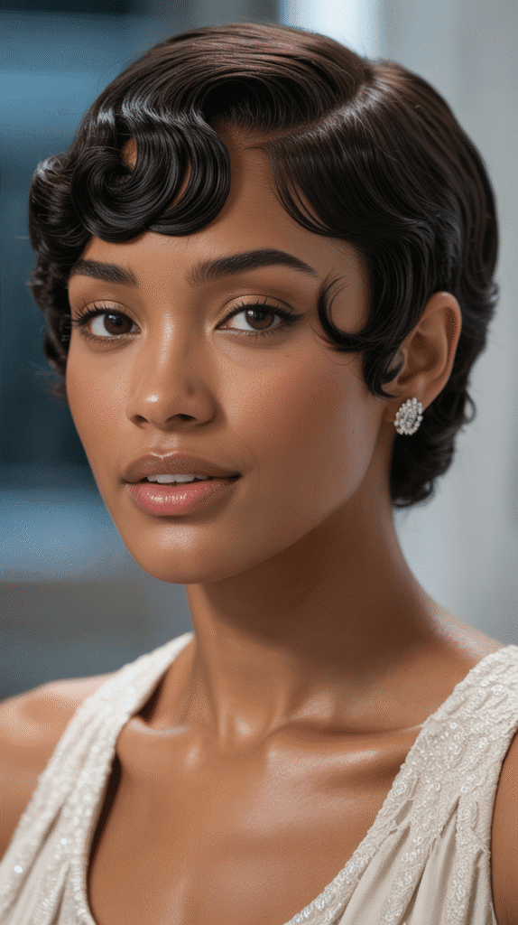 27 Modern Short Haircuts for Black Women You'll Love 5 The Finger Wave Pixie