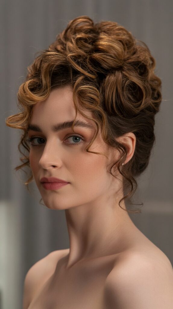 Transform Your Look: 25+ Stunning Curly Hairstyles For Round Faces 9 Pineapple Updo With Volume