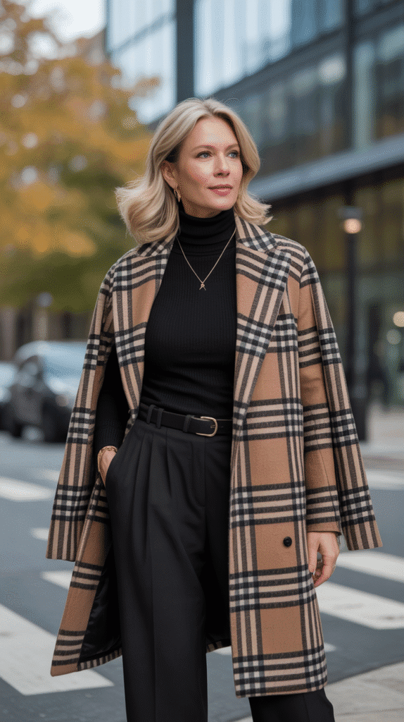 30 Stylish Casual Fall Outfits for Women Over 40 23 Sweater with Statement Coat