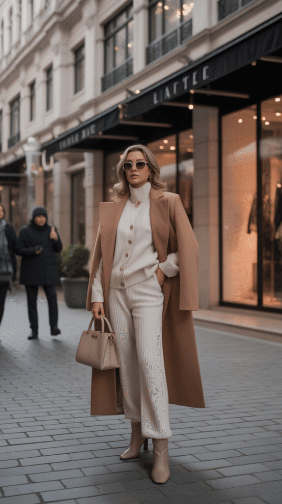 Matching Knit Set with Long Coat