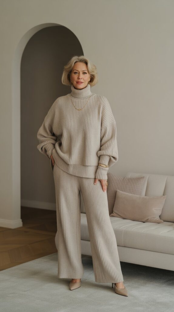 30 Fabulous Winter Outfits for Women Over 50 That Radiate Confidence 30 Coordinated Knit Set Sophistication
