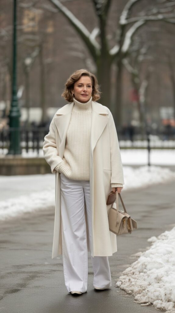 30 Fabulous Winter Outfits for Women Over 50 That Radiate Confidence 20 Monochromatic Winter White