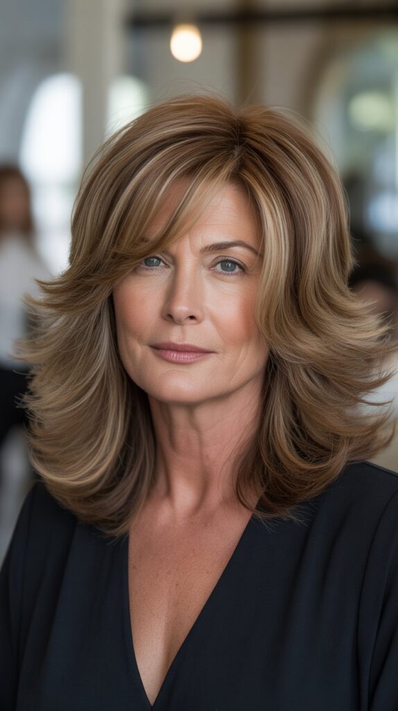 Best 30+ Very Layered Medium Hairstyles for Women Over 50 33 Layered Cut with Dimensional Color