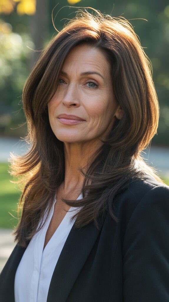 Best 30+ Very Layered Medium Hairstyles for Women Over 50 6 Long Layers with Face-Framing Pieces