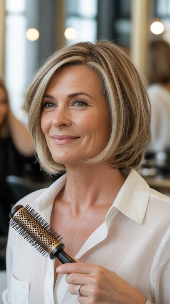 Best 30+ Very Layered Medium Hairstyles for Women Over 50 1 Classic Shoulder-Length Layered Bob