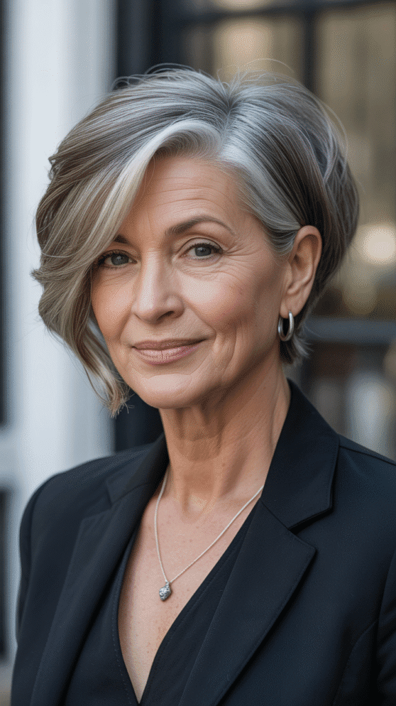 Top 36 Low-Maintenance Haircuts for Women Over 70 20 The Long Pixie with Side Part