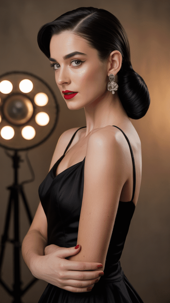 30 Simple and Stylish Greasy Hair Hairstyles 5 Slicked-Back Low Ponytail