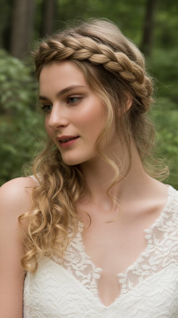 30+ Half-Up, Half-Down Wedding Hairstyles That Will Take Your Wedding Look to the Next Level 22 Braided Halo Half-Up