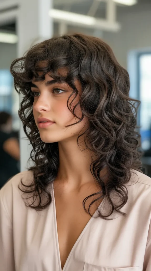 Curly Inverted Bob with Curtain Bangs