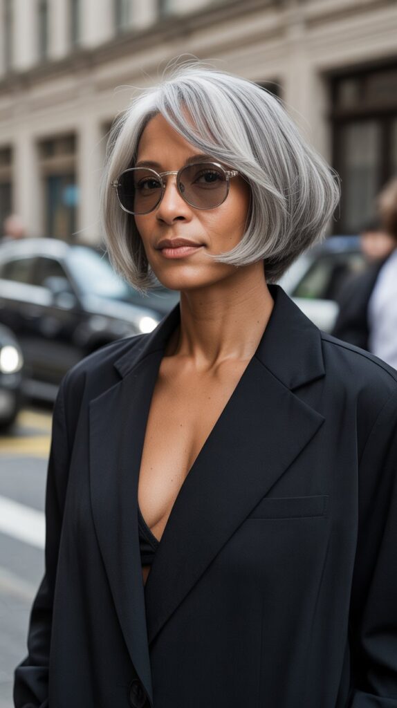 Top 30+ Stunning Hairstyles for Older Black Women: Easy Solutions for Everyday Glam! 11 Asymmetrical Bob with Longer Front