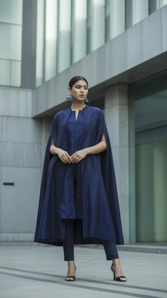 22 Gorgeous Indian Winter Outfits for Women You'll Love 17 Cape-Style Kurta