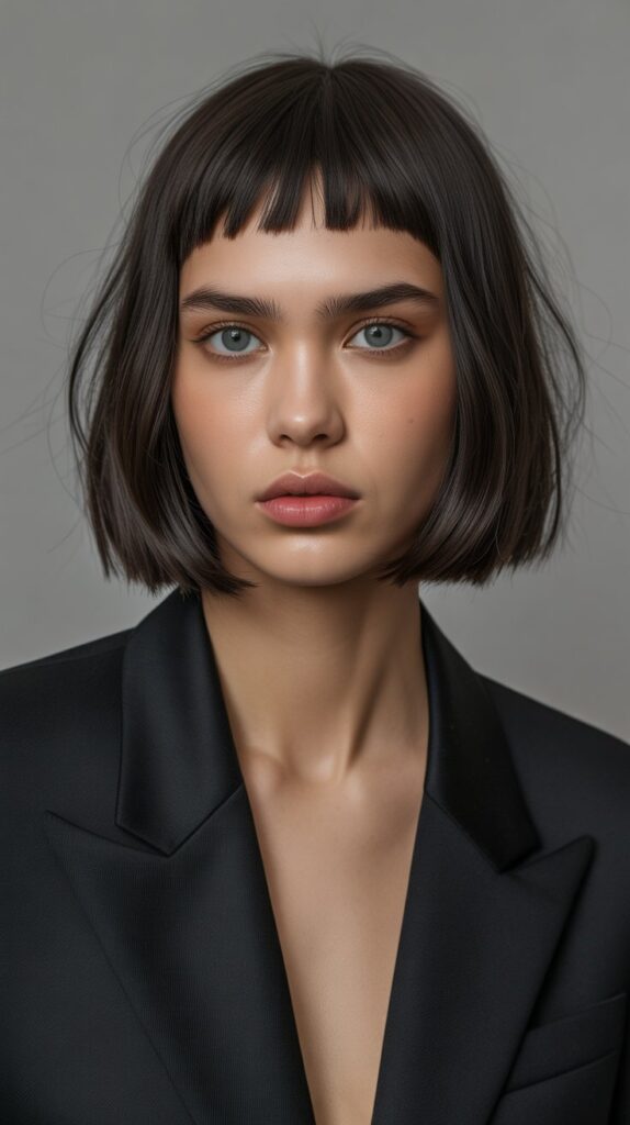 Long Bob with Micro Curtain Bangs