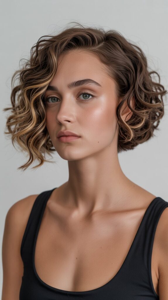 Transform Your Look: 25+ Stunning Curly Hairstyles For Round Faces 4 Asymmetrical Curly Bob