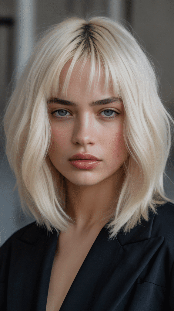 Long Bob with Micro Curtain Bangs