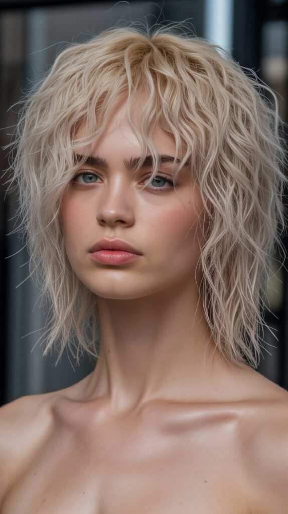 Textured Long Bob with Micro-Fringe Curtain Bangs