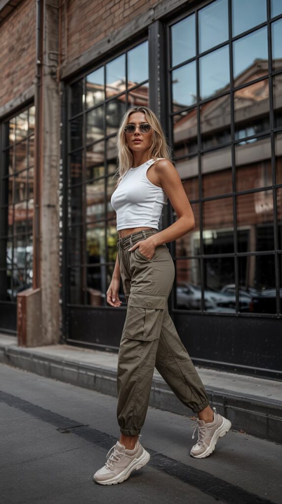 Cargo Pants and Athletic Top