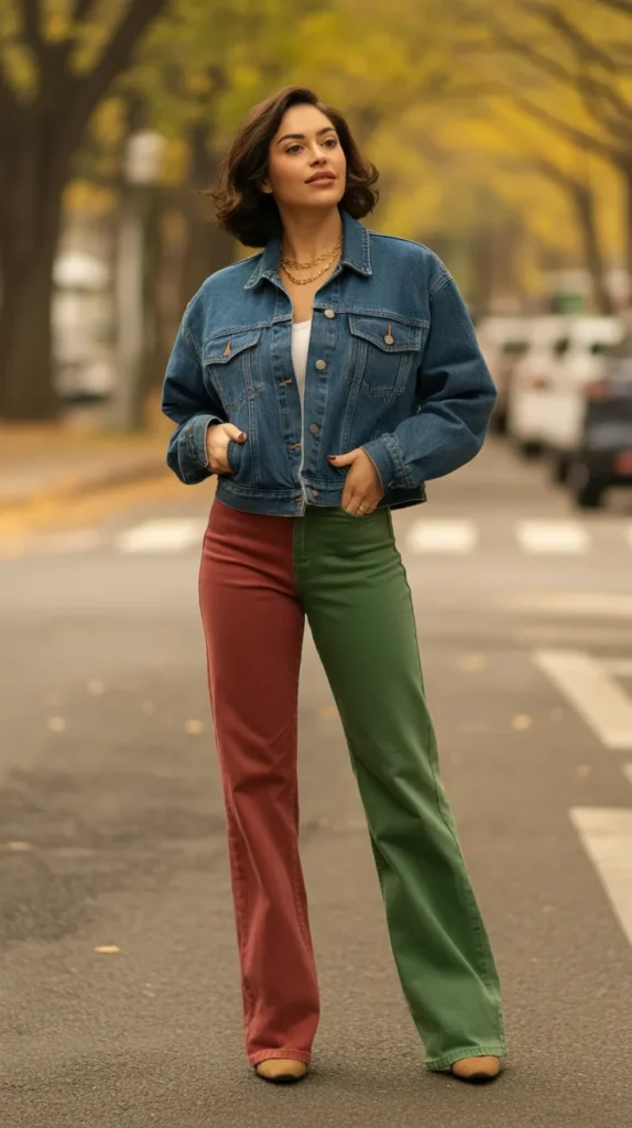 Jean Jacket and Colored Jeans