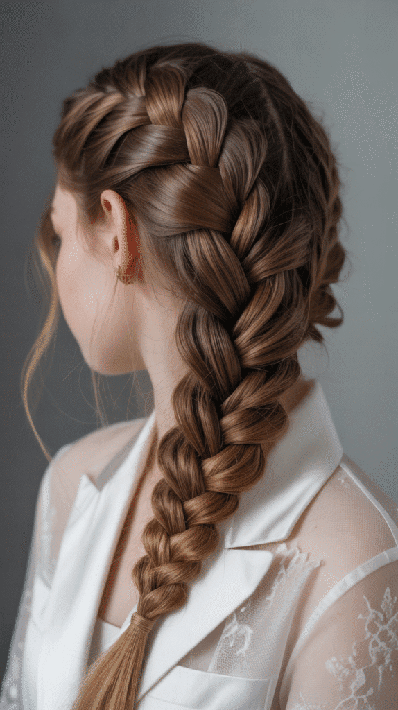30 Winter Hair Braids Inspired by Aespa 23 Four-Strand Braid Elegance