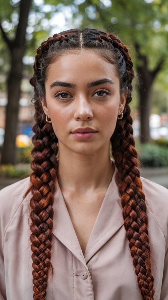 27 Beautiful Winter Hair Braid Color Inspirations 8 Chestnut Brown Dutch Braids