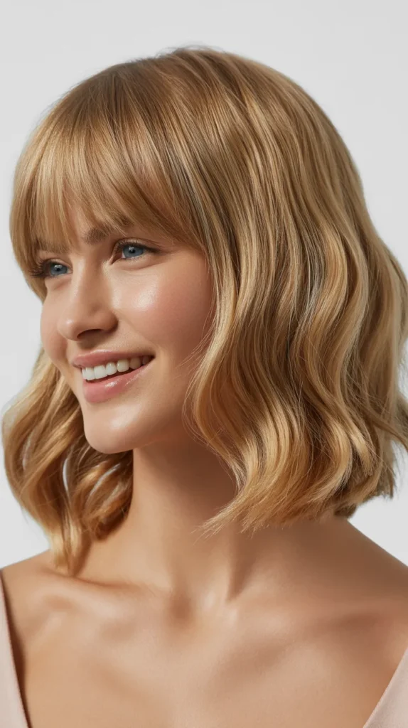 Wavy Long Bob with Feathered Bangs