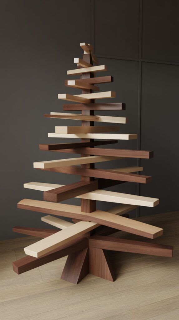 Best 30 Beautiful Wooden Christmas Trees to Try This Year 4 Geometric Modern Wooden Tree