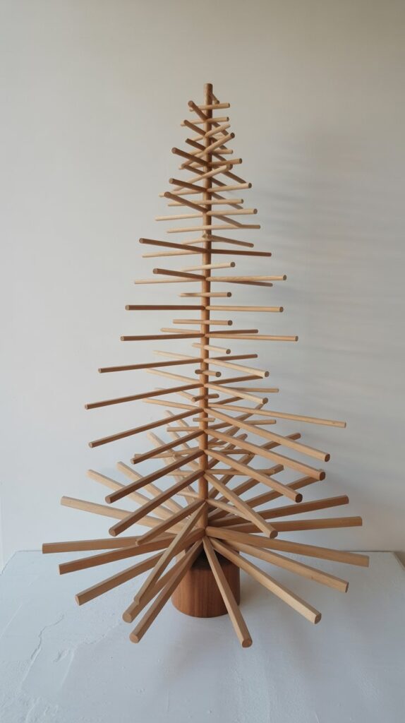 Best 30 Beautiful Wooden Christmas Trees to Try This Year 16 Wooden Dowel Geometric Tree