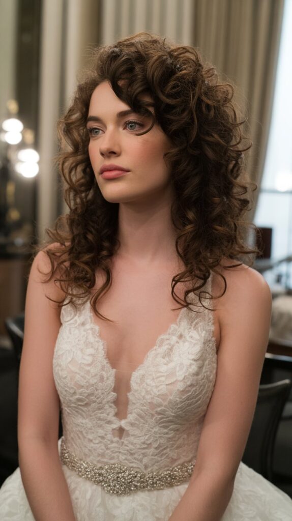 30+ Half-Up, Half-Down Wedding Hairstyles That Will Take Your Wedding Look to the Next Level 28 Voluminous Curly Half-Up