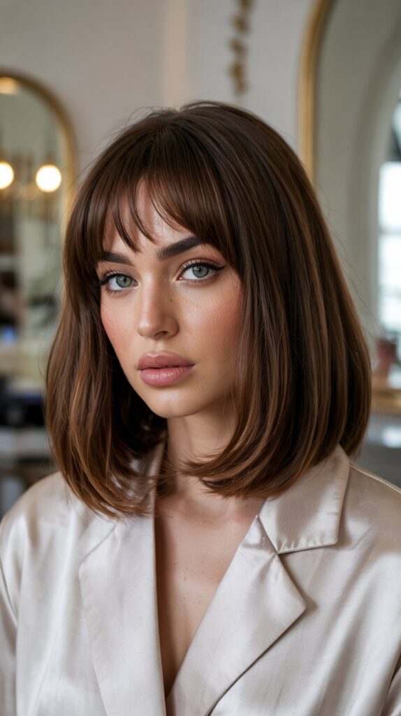 30 Stunning Long Bob with Layers and Curtain Bangs 20 glamorous woman with bouncy voluminous l AqkM8agjQQqlDFr ErtXjg LHokIrifQamfQh4eGuJkEQ