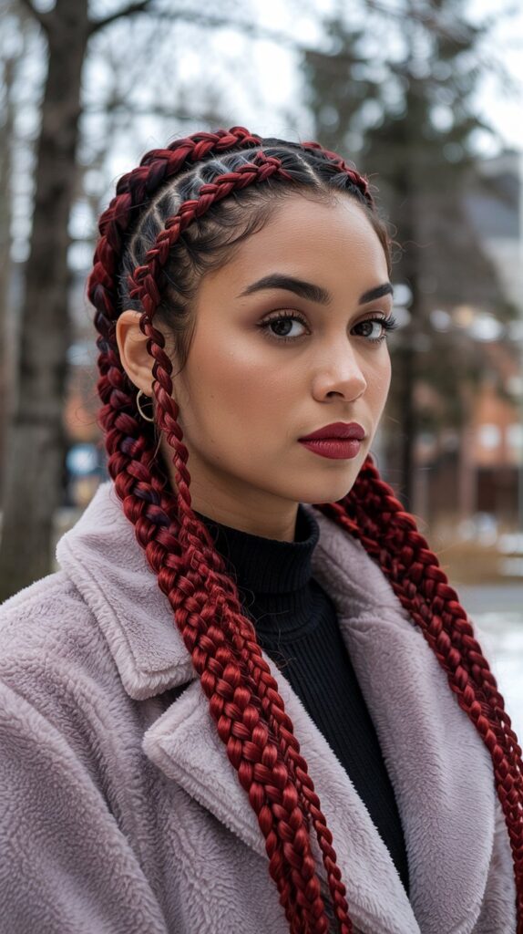 Goddess Braids with Mahogany Red