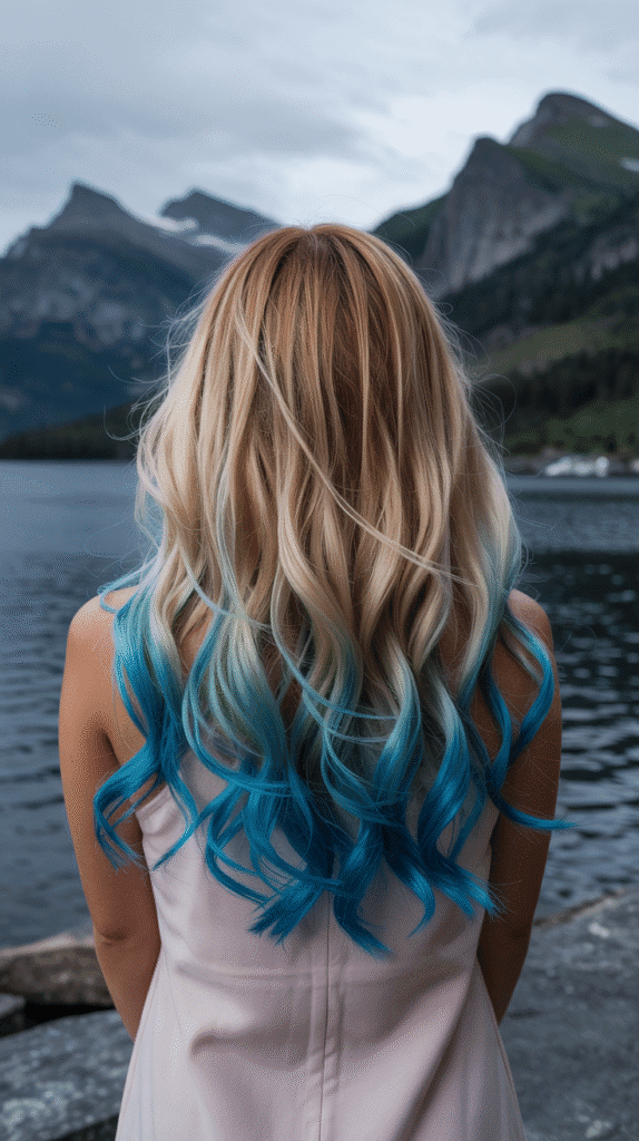 Golden Blonde with Aqua Ombre Ends