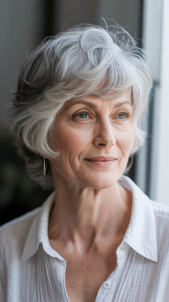 Top 36 Low-Maintenance Haircuts for Women Over 70 4 The Feathered Short Cut