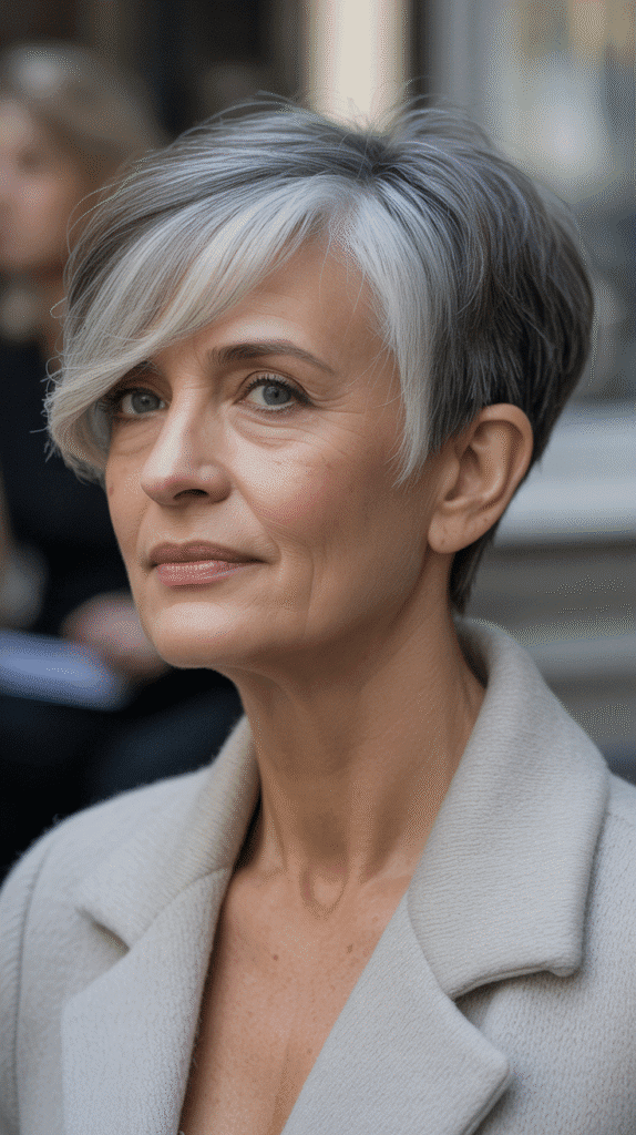 Top 36 Low-Maintenance Haircuts for Women Over 70 9 The Side-Swept Pixie