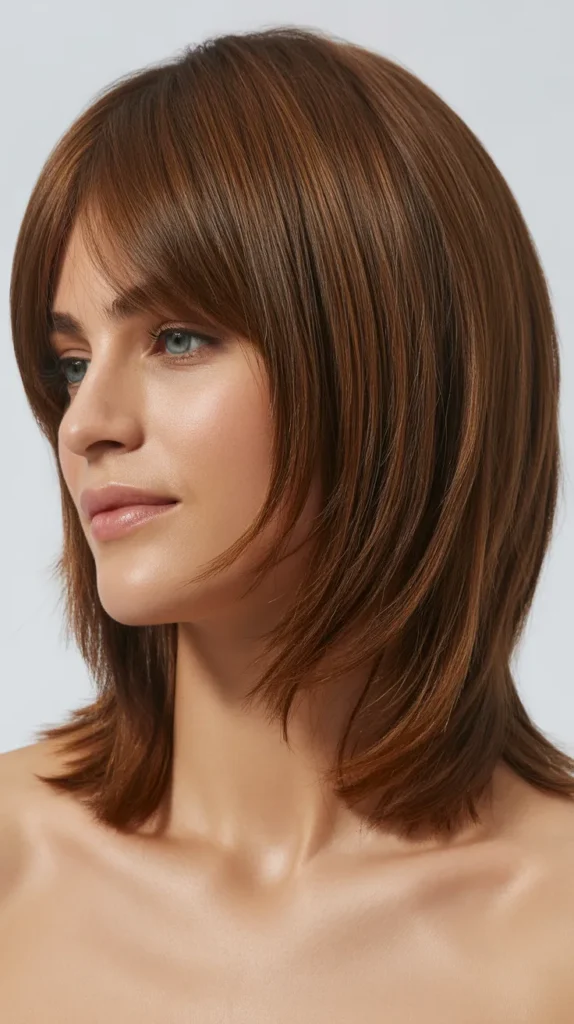 Shag Bob with Curtain Bangs and Highlights