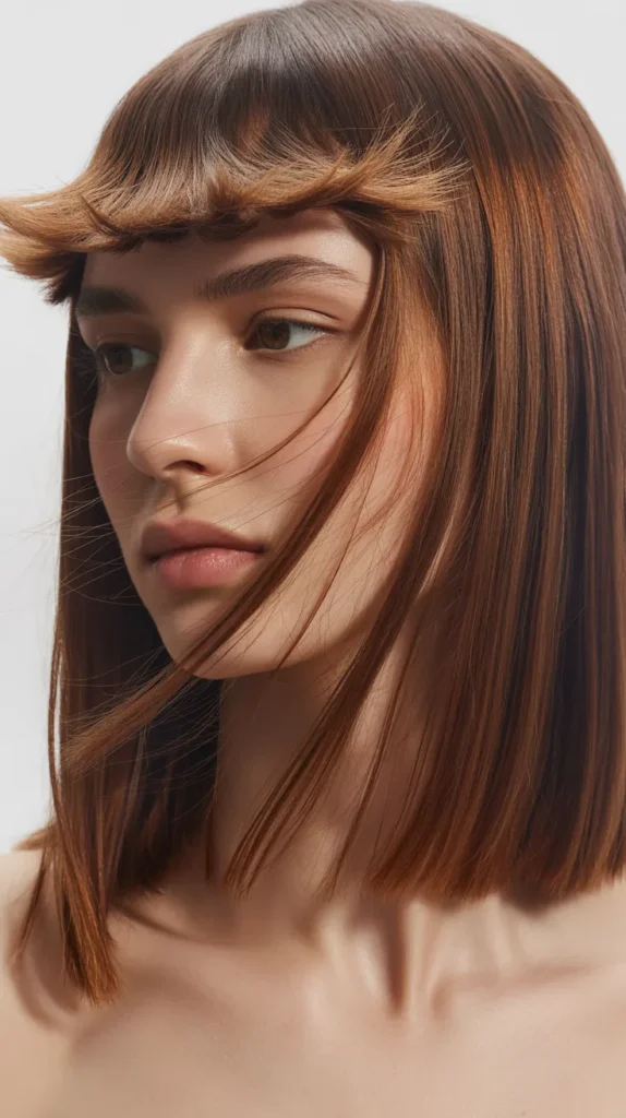  Long Bob with Textured Baby Fringe